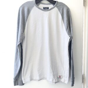 Abercrombie & Fitch Shirt Long Sleeve 100% Cotton Crewneck White Grey Men's L